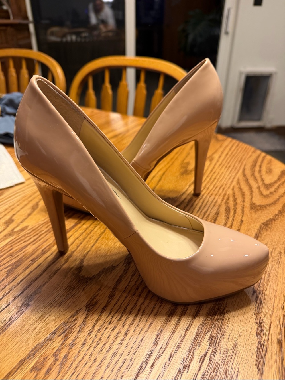 Jessica Simpson Nude Patent Platform Stiletto Pumps